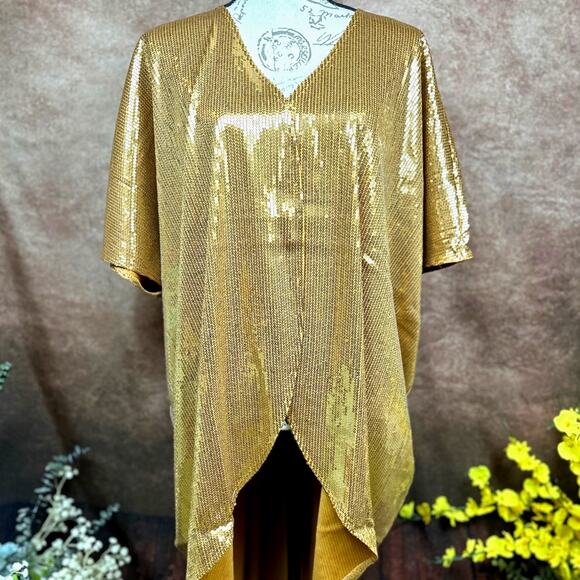 Shavonne Dorsey Silvia Sequin Kimono/Topper - Gold - size L - Picture 8 of 16